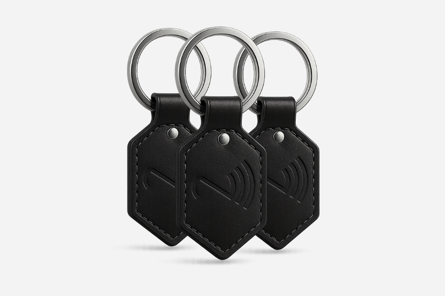NFC ключодържател от кожа, черен, NTAG215 (3 броя)